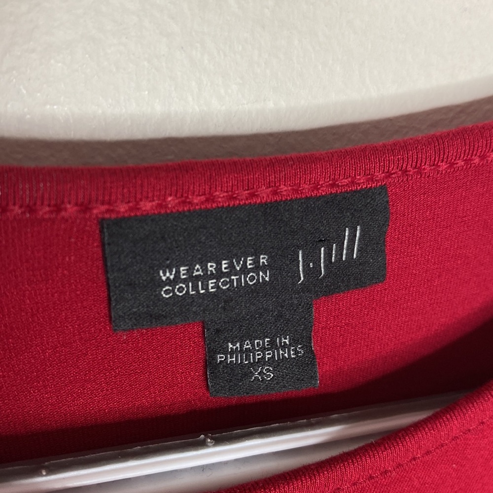 J Jill Wearever collection red stretch jersey knit tiered long sleeve dress XS - Picture 7 of 9
